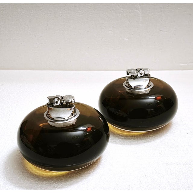 Brown Space Age Gas Table Lighters by Ingo Knuth for Soldi & Scati, Italy, 1970s, Set of 2 For Sale - Image 8 of 18