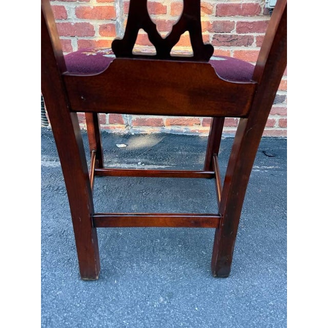 Antique Chippendale Style Neddle Point Seat Dining Chairs For Sale In Washington DC - Image 6 of 16