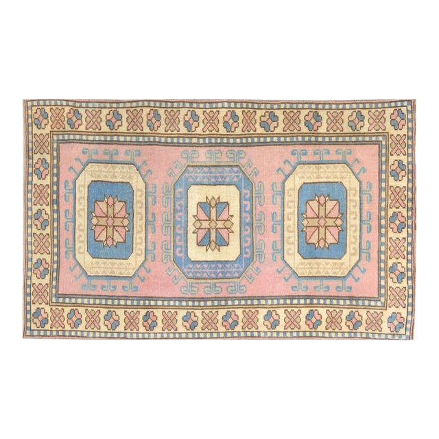 Vintage Turkish Anatolian Hand Knotted Wool Rug, 3'x4'9'' For Sale