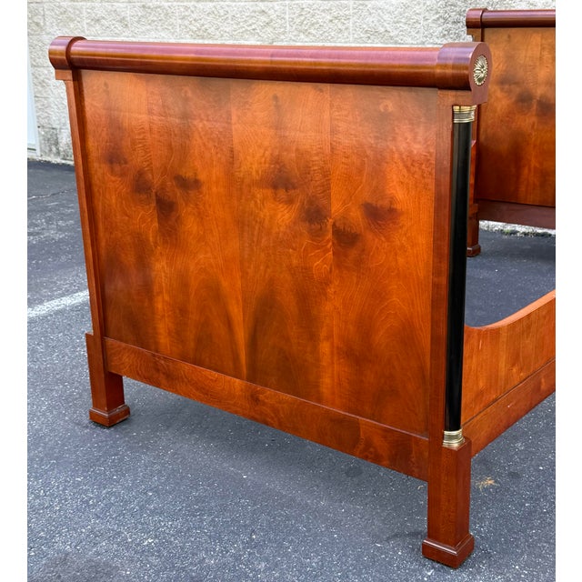 Wood French Empire Flame Mahogany Twin Bed For Sale - Image 7 of 8