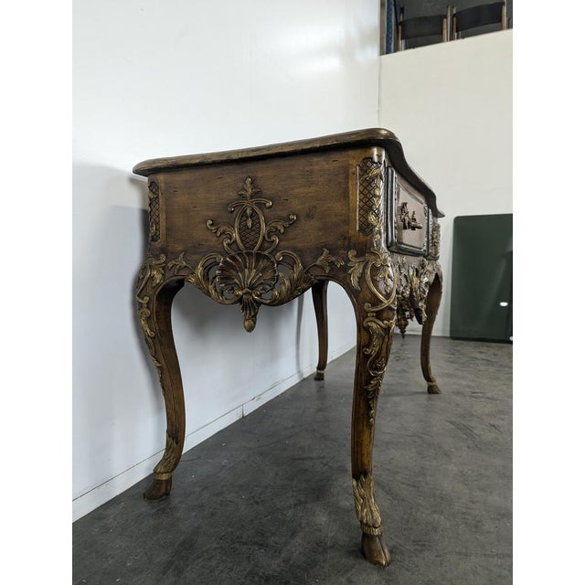 Hollywood Regency Regency Style Walnut Console Table, 1900s For Sale - Image 3 of 11