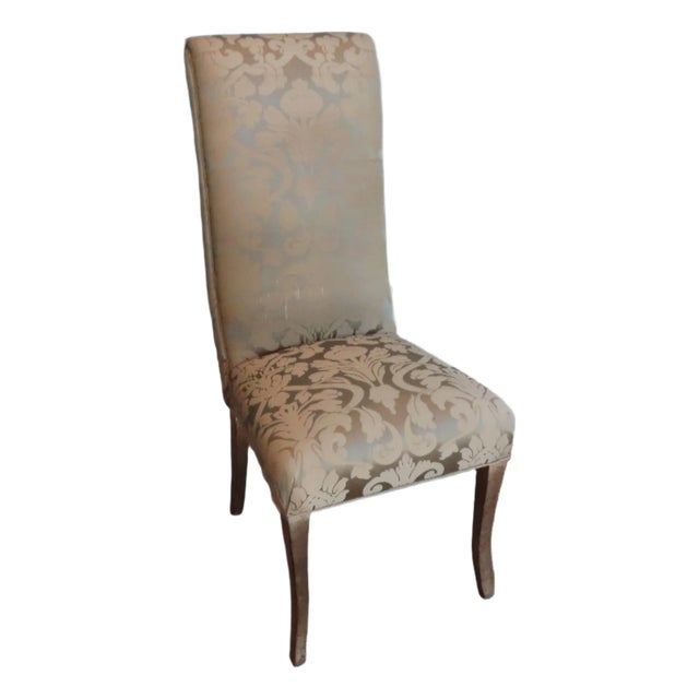 Green & Teal Damask Dining Chair For Sale