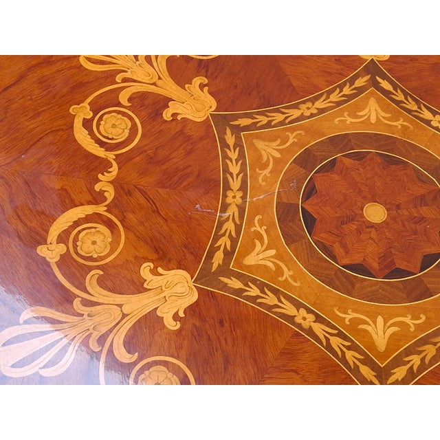 Mid 20th Century French Empire Style Mahogany Marquetry and Ormolu Mount Galleried Coffee Table For Sale - Image 9 of 11