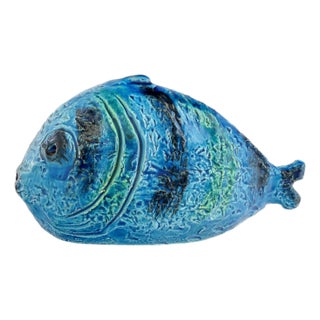 1960s Italian Aldo Londi for Bitossi Rimini Blu Fish Sculpture For Sale