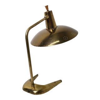 1950s Vintage Perforated Brass Desk Lamp Attributed to Gerald Thurston For Sale