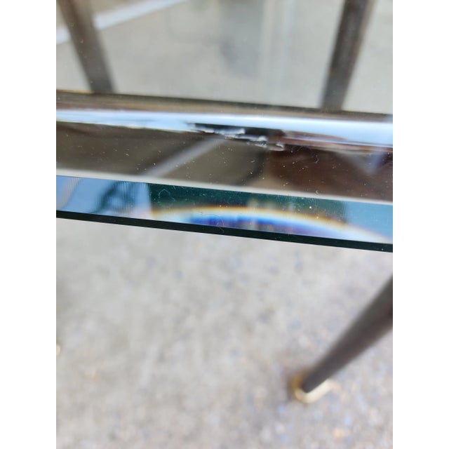 Post Modern Gun Metal, Brass & Glass Side Table For Sale - Image 10 of 12