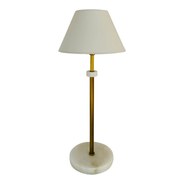 Arteriors Alabaster and Brass Finished Newport Table Lamp For Sale