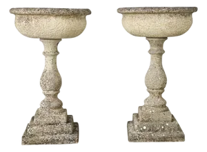 English Pair of 19th Century Cast Stone Planters