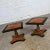 Wood Late 20th Century Baker Furniture Campaign Style Black & Natural Pedestal End Tables a Pair For Sale - Image 7 of 13