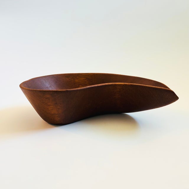 Mid-Century Modern Curved Wood Bowl For Sale - Image 3 of 7