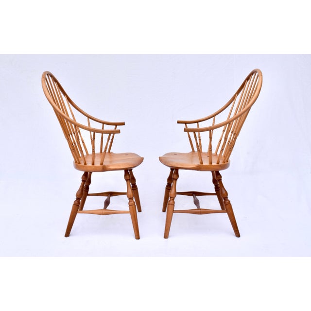 Bespoke Set of Six Windsor Continuous Arm Chairs, Solid Cherry, 1990s For Sale - Image 11 of 13