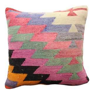 Turkish Kilim Decorative Pillow Cover - 19"x19.5" For Sale