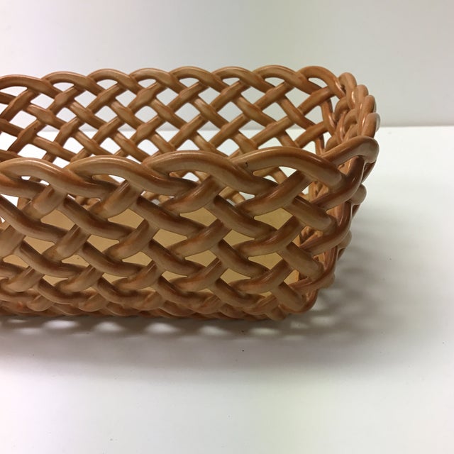 Vintage Basket Weave Ceramic Bread Orange Italian Basket Chairish