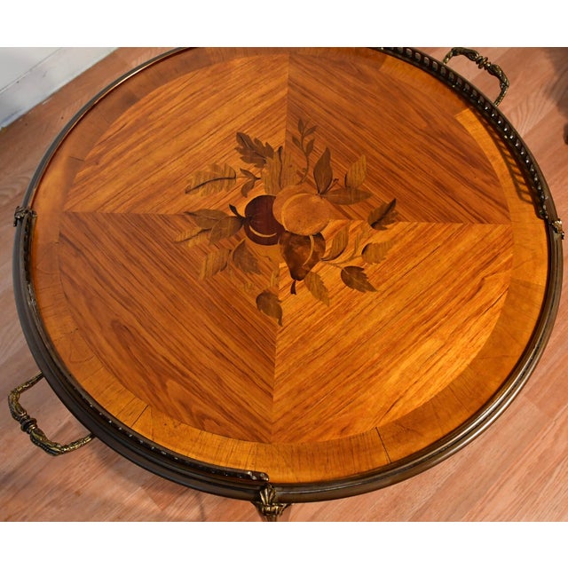 1930s Pair of French Satinwood Inlaid Side Tables / End Tables For Sale - Image 4 of 12