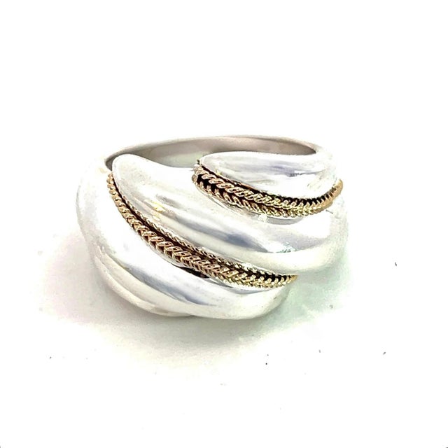 Metal 1990s Tiffany & Co Estate Shrimp Ring Size 5.25 14k Gold + Sterling Silver For Sale - Image 7 of 12