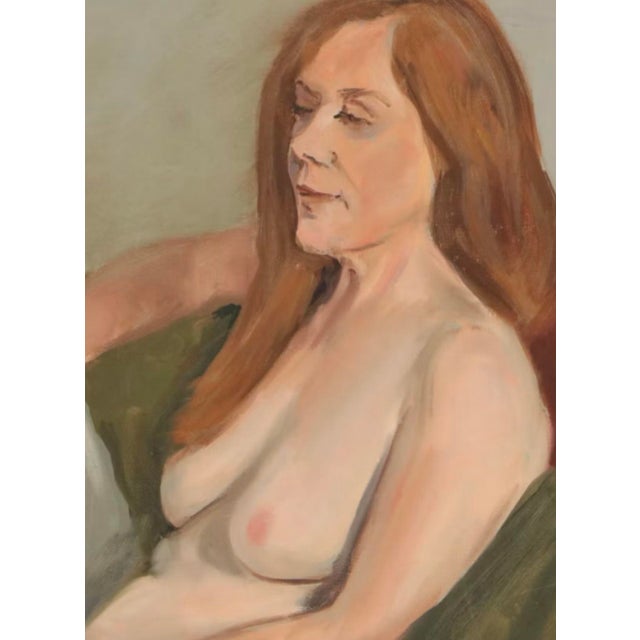 An original figurative oil painting by Cincinnati artist Larry Griggs (born 1951), depicting a reclining red-haired woman...