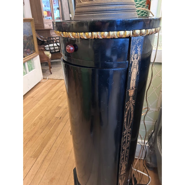 Stone Vintage Painted Pedestal With Drawer and Concealed Storage For Sale - Image 7 of 8