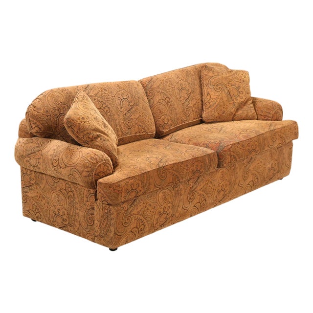 Kravet Paisley Upholstered Rolled Arm Sofa For Sale