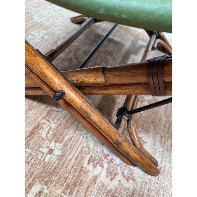 Circa 1980's Ramon Castellano for Kalma Bamboo + Leather Collapsible Chair For Sale - Image 10 of 14