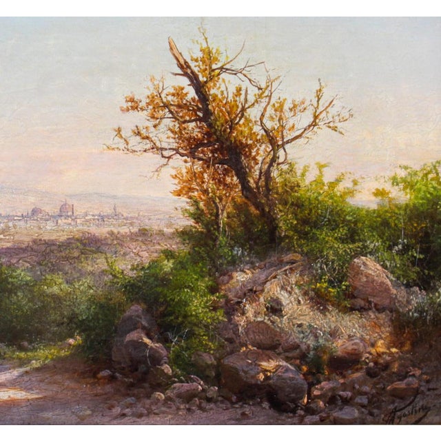 Guido Agostini, Italian Landscape, 19th-Century, Oil on Canvas, Framed For Sale - Image 5 of 11