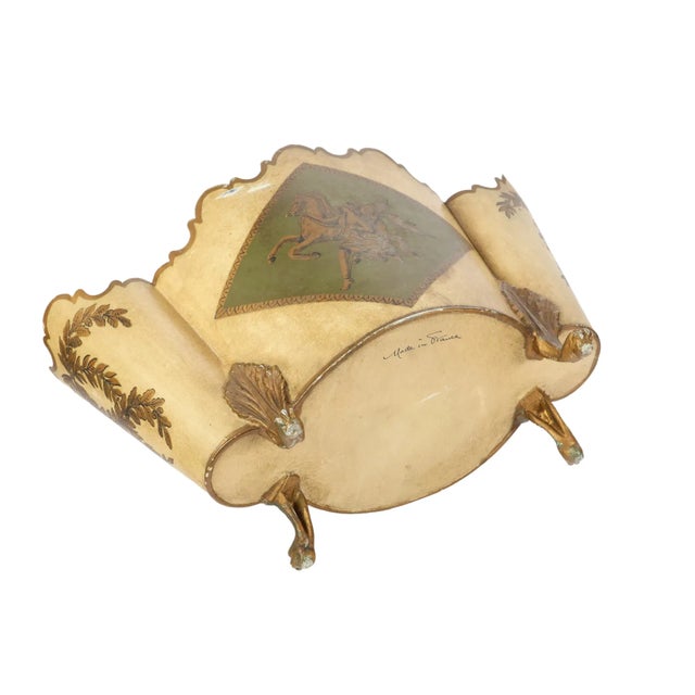 French 1950s Vintage French Cream Tole Jardiniere Cachepot For Sale - Image 3 of 3