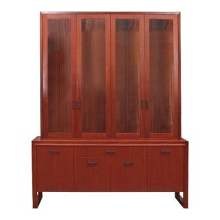 1980s Contemporary Custom Buffet With Hutch Display Case For Sale