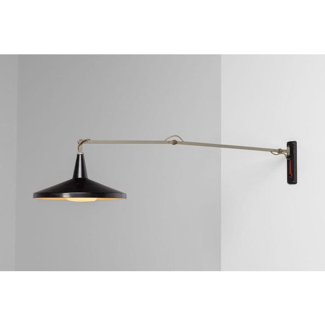 Black Black Model 4050 Panama Wall Lamp by Wim Rietveld for Gispen, 1955 For Sale - Image 8 of 18