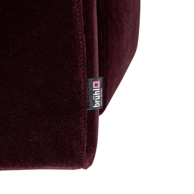 Embrace Set Armchair and Stool in Fabric Chrome Velour Velvet Purple Aubergine with Manual Function by Brühl, Set of 2 For Sale - Image 16 of 18