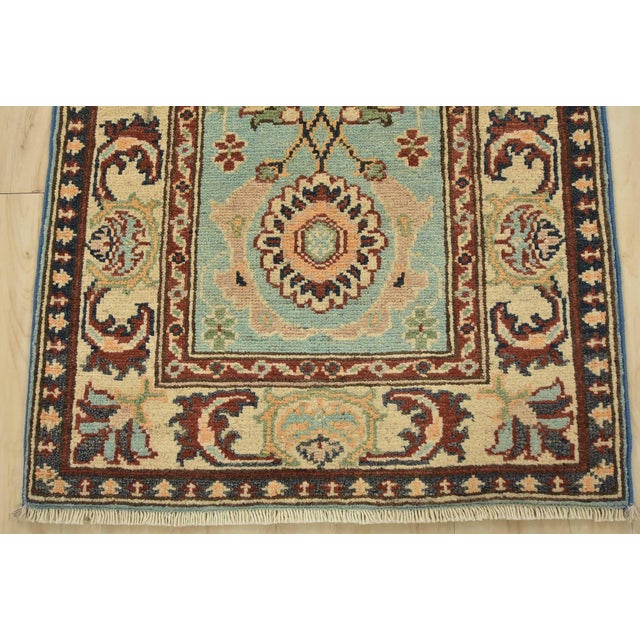 Blue Kazak Runner 2’1” X 5’11” Blue Wool Traditional Hand-Knotted Oriental Rug For Sale - Image 8 of 11
