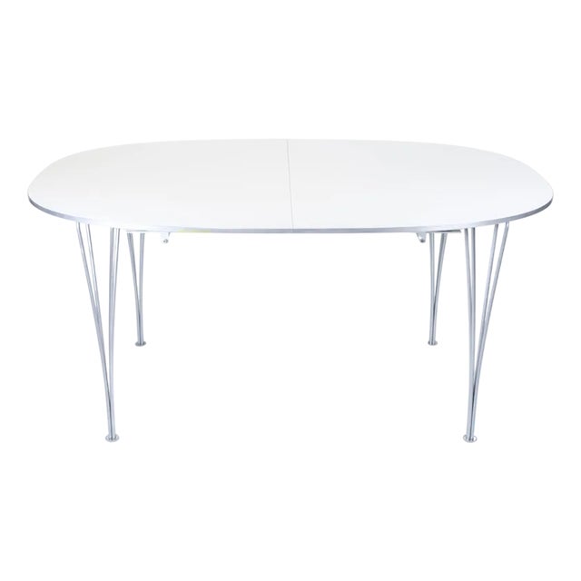 Super Ellipse Dining Table with White Laminate Top by Piet Hein and Bruno Mathsson for Fritz Hansen, 2005 For Sale