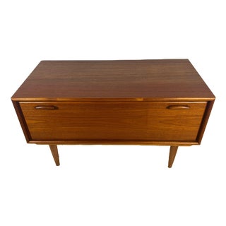 Vintage Scandinavian Low Cabinet with Drop-Down Door, 1960s For Sale