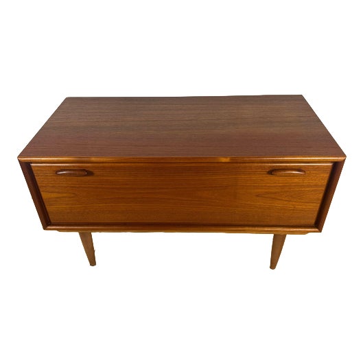 Vintage Scandinavian Low Cabinet with Drop-Down Door, 1960s For Sale
