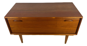 Vintage Scandinavian Low Cabinet with Drop-Down Door, 1960s