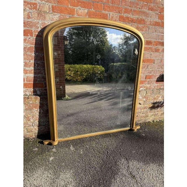 Large Antique 19th Century English Gilt Arched Top Overmantle Mirror For Sale - Image 6 of 7