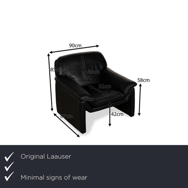 The Atlanta armchair from Laauser is covered in black genuine leather and stands on inconspicuous feet. It is...