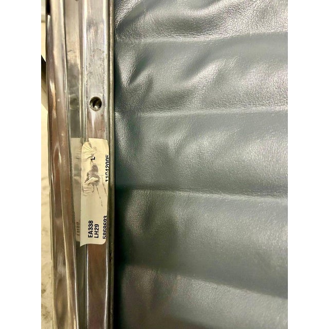 Eames Blue Gray Leather Office Lounge Chair for Herman Miller - Pair Available For Sale - Image 10 of 14
