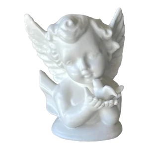 Circa 1960 Petite Bisque Porcelain Angel & Dove Vase, Japan