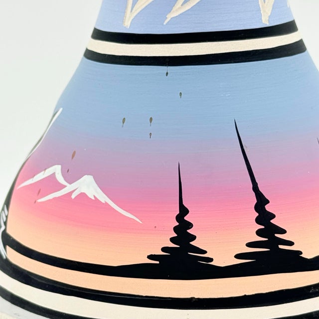 Vintage Signed Steve Navajo Southwestern Desert Sunset Pottery Vase For Sale In Richmond - Image 6 of 9