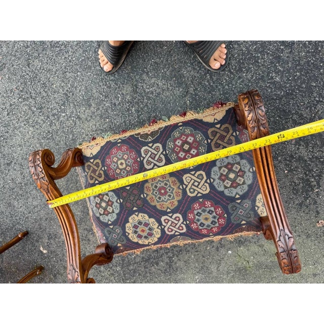 Late 20th Century Vintage French Louis XIII Style Os De Mouton Backless Bench For Sale - Image 12 of 14