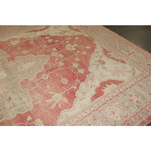 Red Ivory Medallion Oversize Antique Turkish Oushak Carpet - 11'4" x 16'6" For Sale - Image 13 of 16