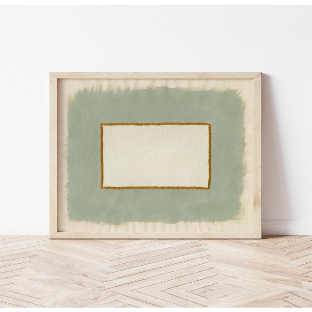'Pale Grass' Light Sage Green Abstract Print by Emily Keating Snyder Print itself is 16 x 20 in. and framed in a light...
