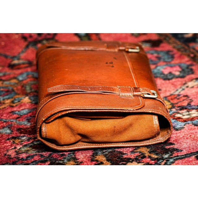 Stately English Antique Leather Suede Case With Tins Home Decor Prop For Sale - Image 14 of 16