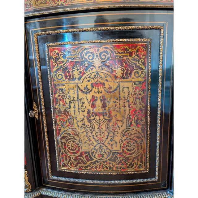 French Boulle-Style Sideboard in Wood with Brass and Glass, 1800s For Sale - Image 13 of 14
