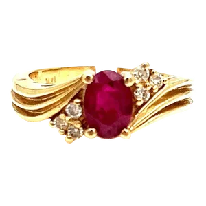 Late 20th Century 1.04 Ct Red Ruby & Diamond Ring Size 5.75
