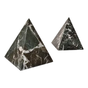 1970s Set 2 Italian Green Marble Onyx Pyramid Table Base Lella, Massimo Vignelli Style