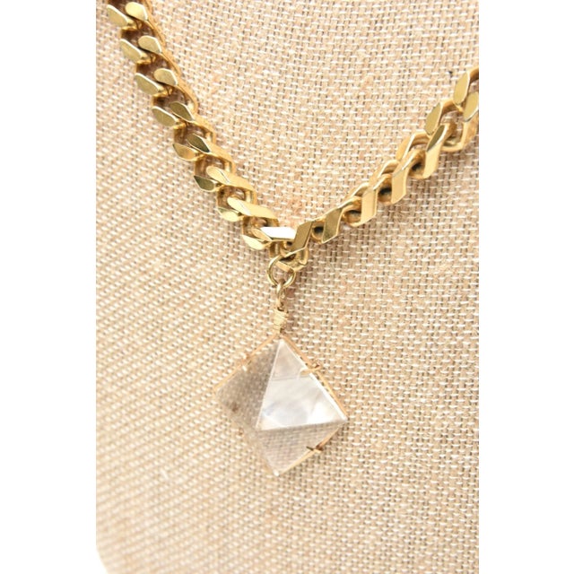Gold 1970s Vintage Napier Chain and Crystal Pendant Link Necklace For Sale - Image 8 of 9