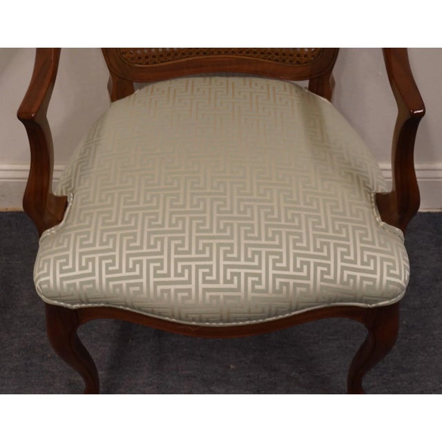 Kindel Furniture Kindel Furniture French Provincial Cane Back Dining Arm Chair For Sale - Image 4 of 8