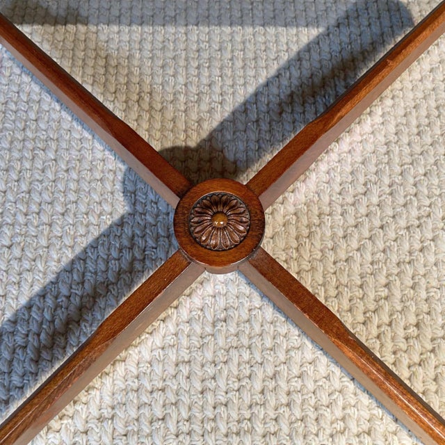 Pair of Vintage Mahogany End Tables With Leather Inset Tops | Neoclassical Style | Nightstands For Sale - Image 10 of 11