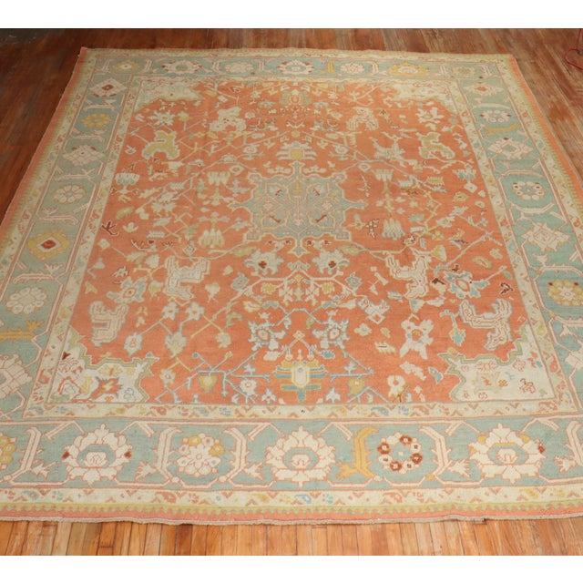 Large Orange Antique Oushak Rug - 11'7" x 15'6" For Sale - Image 13 of 18