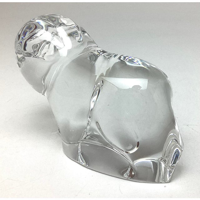 Art Deco Crystal Glass Lion Statue Sculpture Signed Neil Cohen For Sale - Image 3 of 6